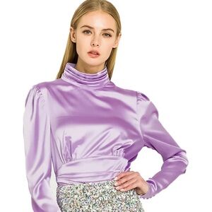 Lavender satin top NWT